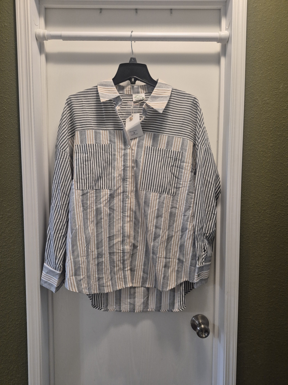 Striped Button-Up Womens Short Set